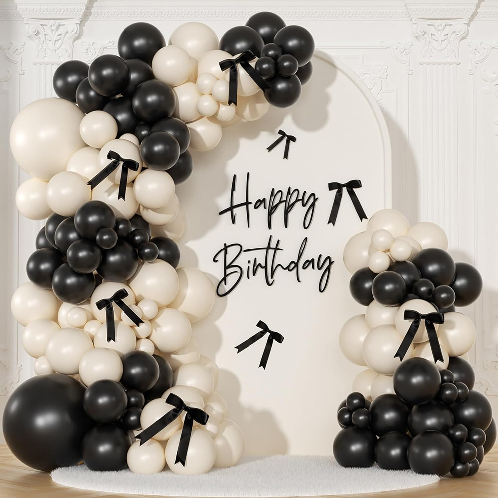 Balloon Arch Kit - 151-delige zwart en zandwitte latex ballon