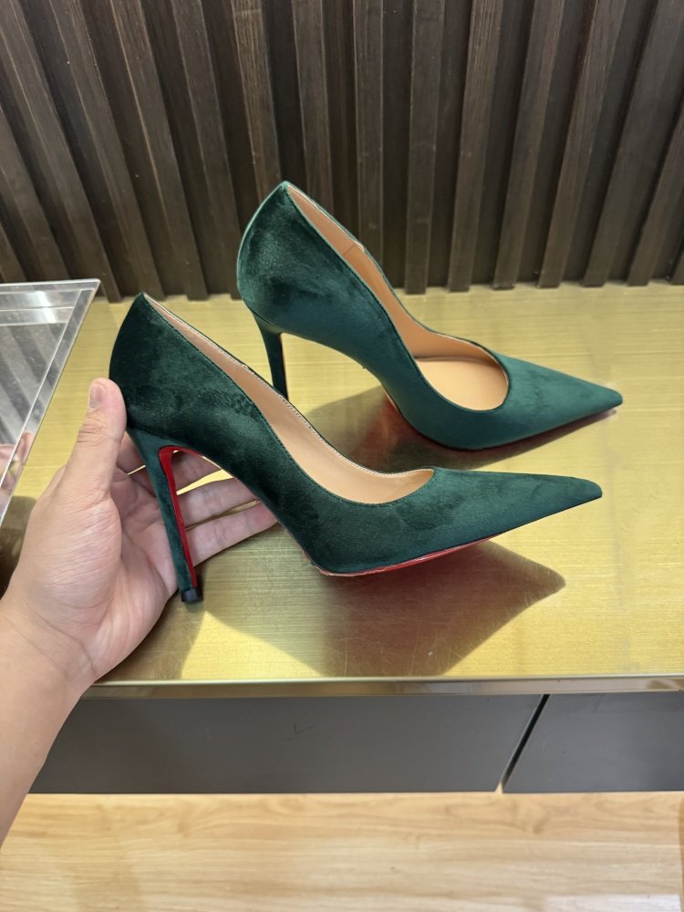 Eve Party - Groene fluwelen schoenen met hoge hakken
