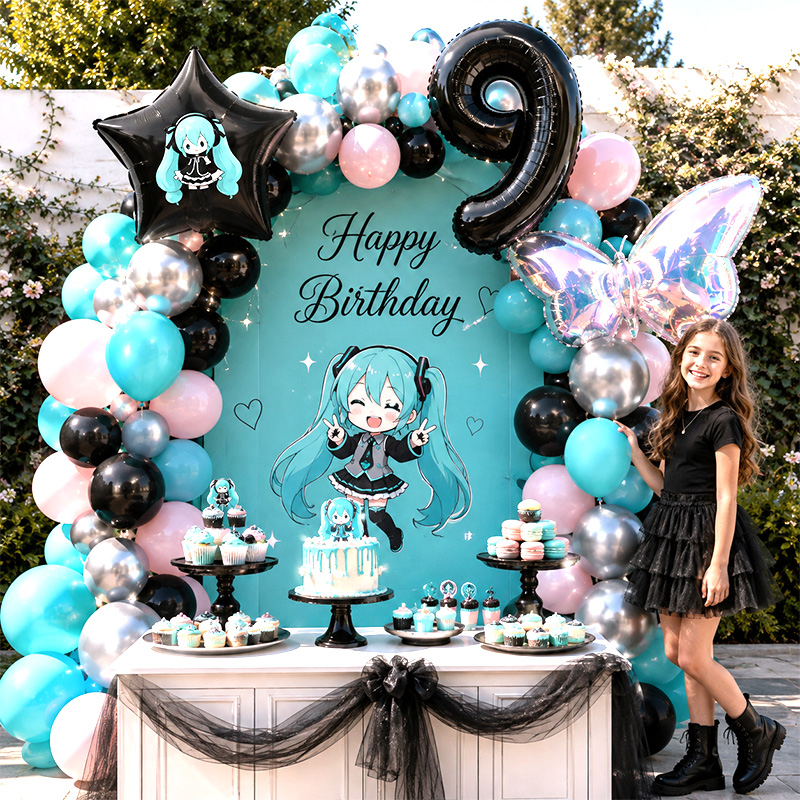 Balloon Arch Kit - Miku-thema ballonnenboog-garland-set, levendige gemengde ballonnen voor