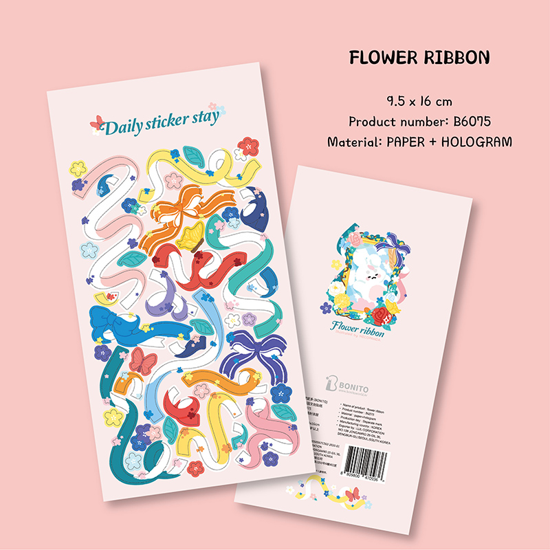 Papercraft Supply Ribbon - Bonito B6075 Bloemenlint Sticker Telefoon Foto