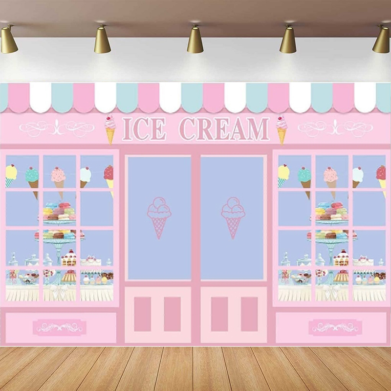 Dessert Table Backdrop - Ijs Thema Fotografie Achtergrond Dessert Winkel