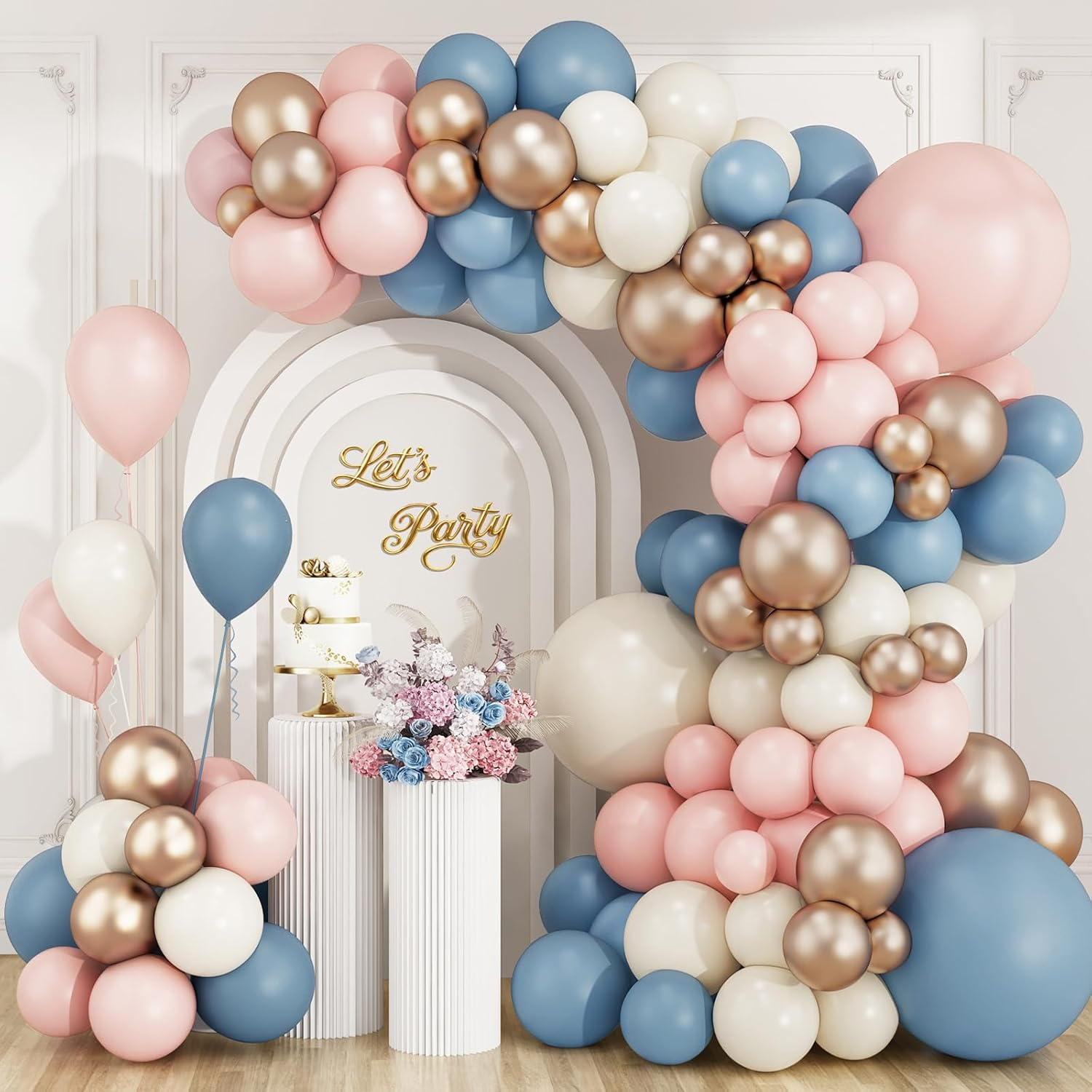 Stoffige roze, blauwe, champag - Balloon Arch Kit recensie en prijs