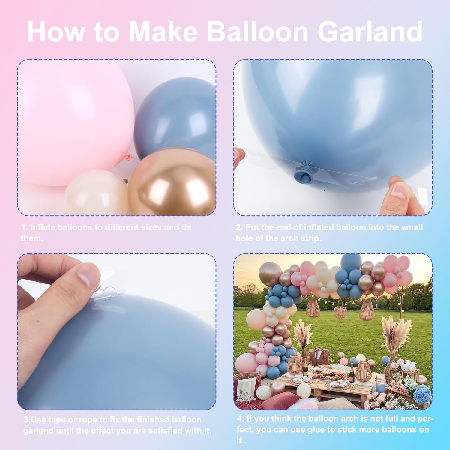 Stoffige roze, blauwe, champag - Balloon Arch Kit recensie en prijs