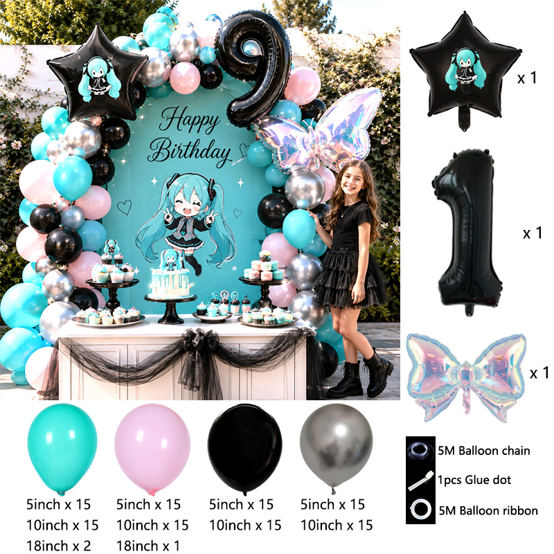 Miku-thema ballonnenboog-garla - Balloon Arch Kit recensie en prijs